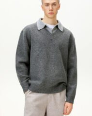 Collared V-Neck Knit Jumper | Vivotee