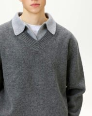 Collared V-Neck Knit Jumper | Vivotee