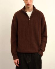 Half-Zip Boucle Knit Jumper | Vivotee