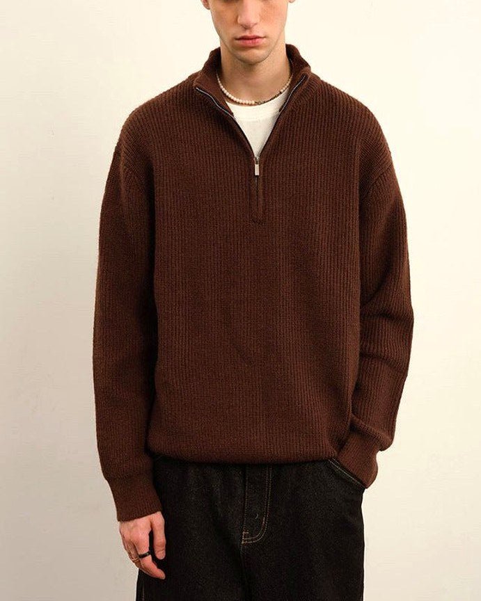 Half-Zip Boucle Knit Jumper | Vivotee