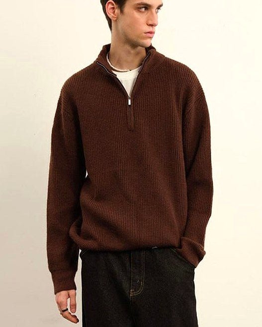 Half-Zip Boucle Knit Jumper | Vivotee