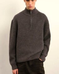 Half-Zip Boucle Knit Jumper | Vivotee