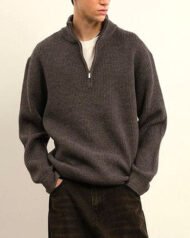 Half-Zip Boucle Knit Jumper | Vivotee