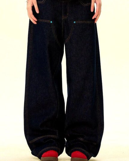 Men's Raw Denim Wide-Leg Jeans | Vivotee