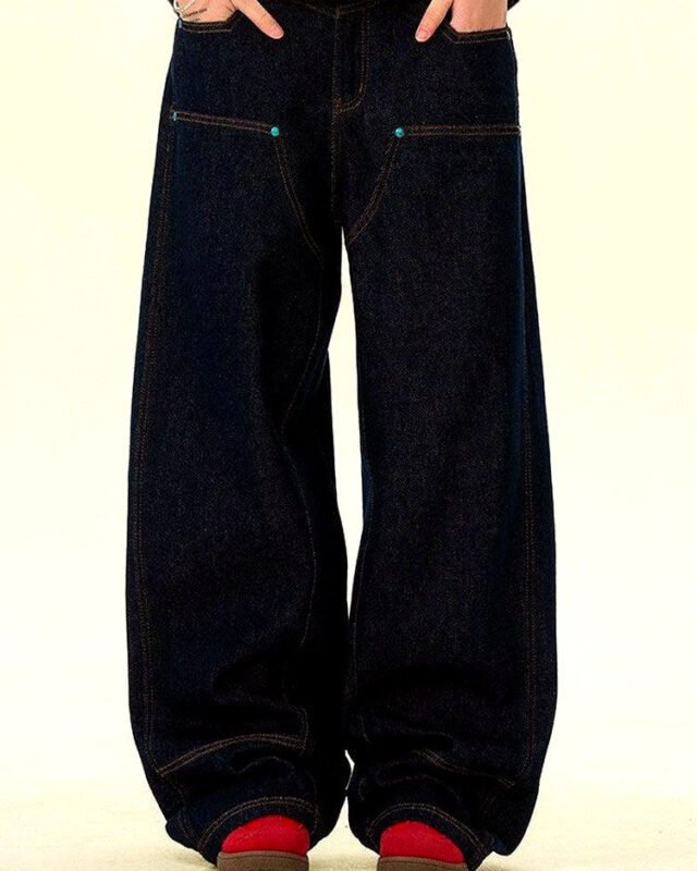 Men's Raw Denim Wide-Leg Jeans | Vivotee