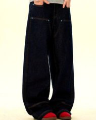 Men's Raw Denim Wide-Leg Jeans | Vivotee