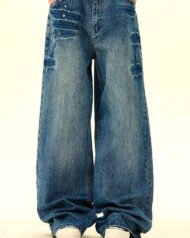 Men's Vintage-Effect Wide Straight Jeans | Vivotee