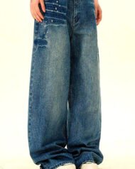 Men's Vintage-Effect Wide Straight Jeans | Vivotee