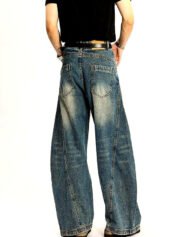 Men's Washed Stretch Wide-Leg Jeans | Vivotee