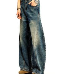 Men's Washed Stretch Wide-Leg Jeans | Vivotee