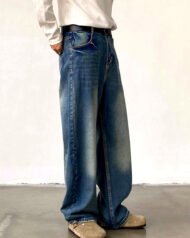 Men's Washed Wide-Leg Jeans | Vivotee