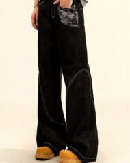 Men's Wide-Leg Jeans with Contrast Stitching | Vivotee
