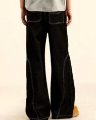 Men's Wide-Leg Jeans with Contrast Stitching | Vivotee