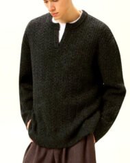Notch-Neck Cable Knit Jumper | Vivotee