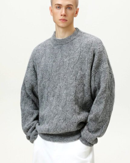 Oversized Cable Knit Crew Neck Jumper | Vivotee