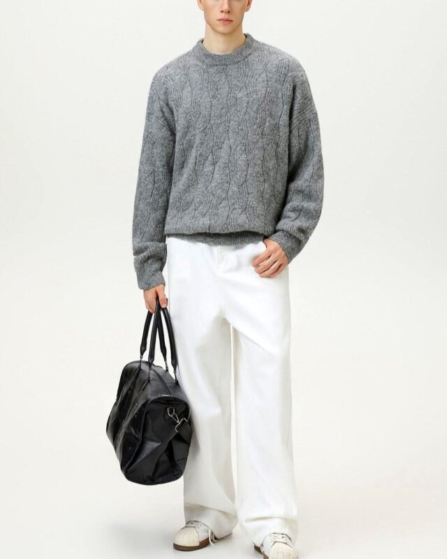 Oversized Cable Knit Crew Neck Jumper | Vivotee