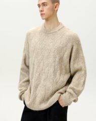 Oversized Cable Knit Crew Neck Jumper | Vivotee