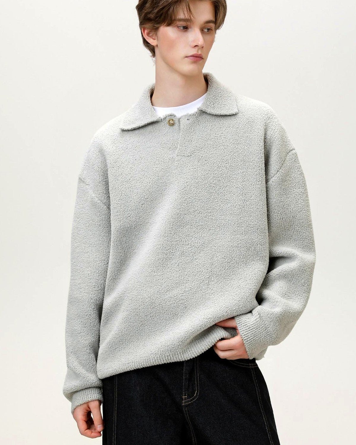 Oversized Knit Henley Jumper | Vivotee